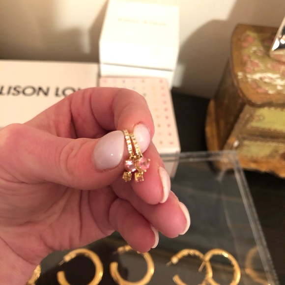 pink tourmaline and diamond 14k earrings - Picture 7 of 8